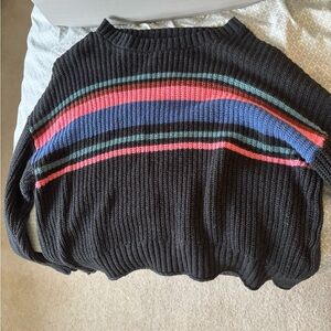 American Girl Black Sweater with Colorful Stripes
